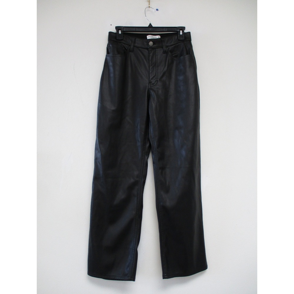 Abercrombie & Fitch Pants Womens 28 Black 90s Relaxed Faux Leather Utility